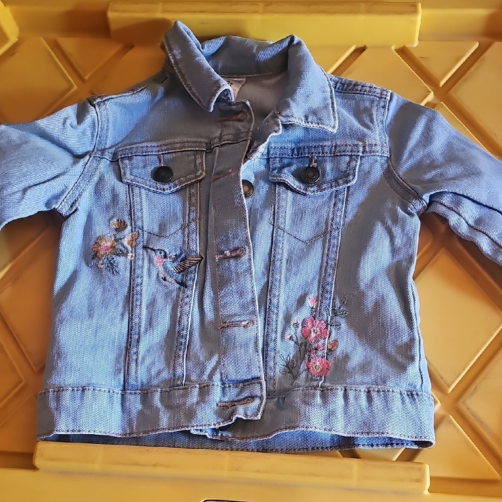 🍉Carter's Blue Denim Jacket with Floral Embroidery